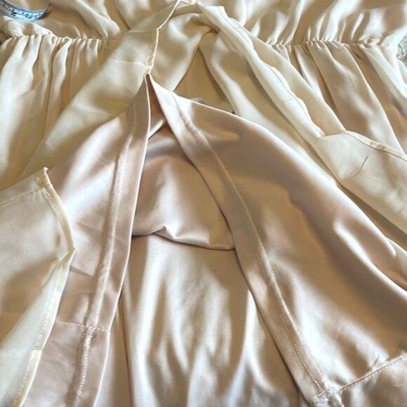 Paper Crane Womens Flare‎ Sleeve Dress Tunic Sheer Mini Cutout Beige Size XL - Picture 6 of 10